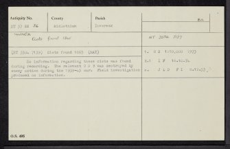 Inveresk, Westfield, NT37SE 36, Ordnance Survey index card, Recto