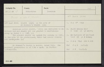 Musselburgh, Inveresk St Michael's Parish Church And Graveyard, NT37SW 17, Ordnance Survey index card, Recto