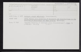 Inveresk, Inveresk Village Road, Inveresk House, NT37SW 167, Ordnance Survey index card, Recto