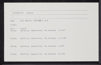 East Wemyss, Jonathan's Cave, NT39NW 9, Ordnance Survey index card, Recto