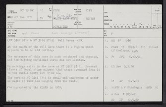 East Wemyss, Well Cave, NT39NW 10, Ordnance Survey index card, page number 1, Recto