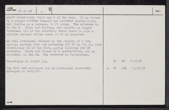 Penchrise Pen, NT40NE 5, Ordnance Survey index card, page number 2, Verso