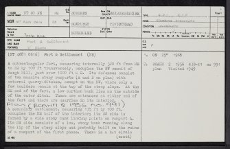 Burgh Hill, NT40NE 18, Ordnance Survey index card, page number 1, Recto