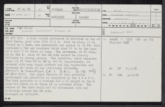 Pyat Knowe, NT40NE 21, Ordnance Survey index card, page number 1, Recto