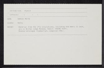 Hawick Motte, NT41SE 18, Ordnance Survey index card, Recto