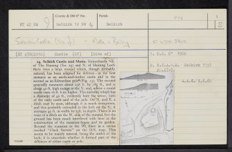 Selkirk Castle, NT42NE 9, Ordnance Survey index card, page number 1, Recto