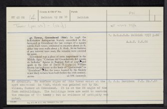 Greenhead, NT42NE 14, Ordnance Survey index card, Recto