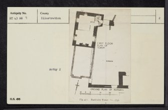 Buckholm Tower, NT43NE 9, Ordnance Survey index card, page number 2, Verso