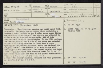 Torwoodlee House, NT43NE 10, Ordnance Survey index card, page number 1, Recto