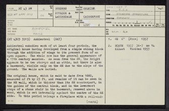 Ashiestiel House, NT43NW 6, Ordnance Survey index card, page number 1, Recto
