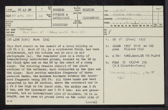 Caddonlee, NT43NW 7, Ordnance Survey index card, page number 1, Recto