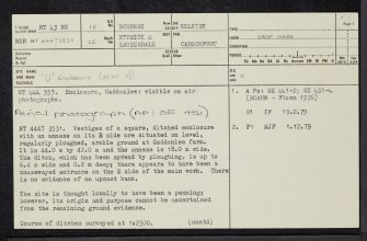 Caddonlee, NT43NW 15, Ordnance Survey index card, page number 1, Recto
