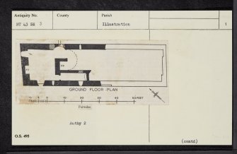 Old Fairnilee House, NT43SE 3, Ordnance Survey index card, page number 1, Recto