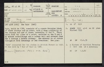 Yair House, NT43SE 4, Ordnance Survey index card, page number 1, Recto