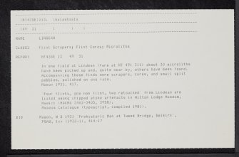 Lindean, NT43SE 13, Ordnance Survey index card, Recto