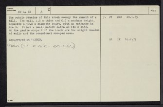 Bow Castle, NT44SE 3, Ordnance Survey index card, page number 2, Recto