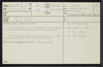 Soutra Aisle, NT45NE 5, Ordnance Survey index card, page number 1, Recto