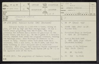 Cakemuir Castle, NT45NW 1, Ordnance Survey index card, page number 1, Recto