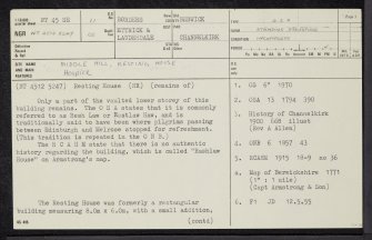 Middle Hill, Resting House, NT45SE 11, Ordnance Survey index card, page number 1, Recto