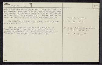 Middle Hill, Resting House, NT45SE 11, Ordnance Survey index card, page number 2, Recto