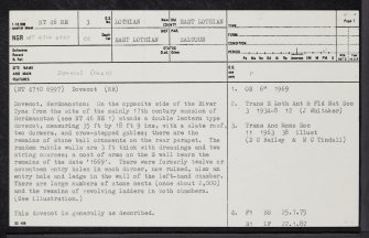 Herdmanston, Dovecot, NT46NE 3, Ordnance Survey index card, page number 1, Recto