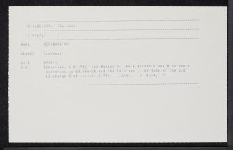Herdmanston, Icehouse, NT46NE 39, Ordnance Survey index card, Recto