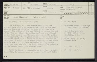 Keith Marischal, NT46SW 4, Ordnance Survey index card, page number 1, Recto