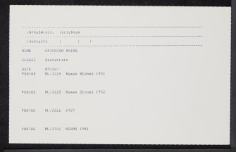 Crichton Mains, NT46SW 11, Ordnance Survey index card, Recto