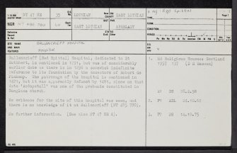 Ballencrieff Hospital, NT47NE 35, Ordnance Survey index card, page number 1, Recto