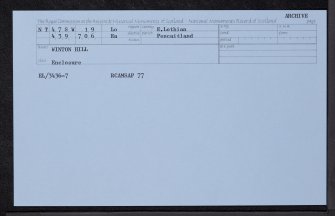 Winton Hill, NT47SW 19, Ordnance Survey index card, Recto