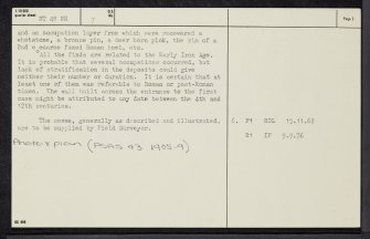 Hanging Rocks, Archerfield, NT48NE 7, Ordnance Survey index card, page number 2, Recto