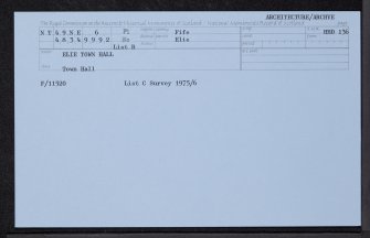 Earlsferry, 19-21 High Street, Town Hall, NT49NE 6, Ordnance Survey index card, Recto