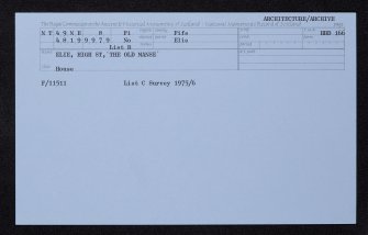 Earlsferry, High Street, The Old Manse, NT49NE 8, Ordnance Survey index card, Recto