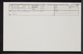 Elie, Williamsburgh, White House, NT49NE 20, Ordnance Survey index card, Recto