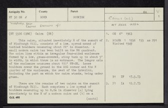 Wyndburgh Hill, NT50SE 2, Ordnance Survey index card, page number 1, Recto