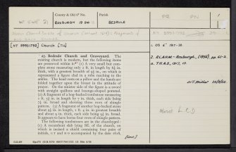 Bedrule Church, NT51NE 21, Ordnance Survey index card, page number 1, Recto