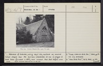 Cavers House, St Cuthbert's Church, NT51NW 7, Ordnance Survey index card, page number 3, Recto