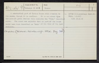 Cavers House, NT51NW 9, Ordnance Survey index card, page number 3, Recto
