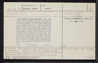 Bonchester Hill, NT51SE 9, Ordnance Survey index card, page number 1, Recto