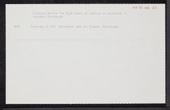 Hallrule, NT51SE 31, Ordnance Survey index card, Recto