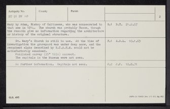 Hawick, St Mary's Place, St Mary's Church, NT51SW 10, Ordnance Survey index card, page number 2, Verso