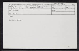 Hawick, General, NT51SW 34, Ordnance Survey index card, Recto