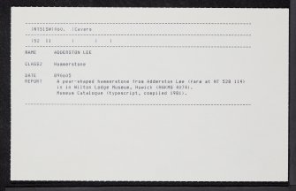 Adderston Lee, NT51SW 60, Ordnance Survey index card, Recto