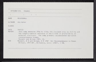 Milrighall, NT52NW 15, Ordnance Survey index card, Recto