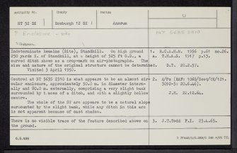 Standhill, NT52SE 1, Ordnance Survey index card, Recto