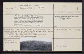 North Minto Hill, NT52SE 7, Ordnance Survey index card, Recto