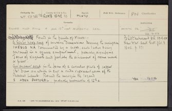 Minto Parish, NT52SE 12, Ordnance Survey index card, Recto