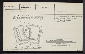 Riddell, NT52SW 2, Ordnance Survey index card, page number 1, Recto