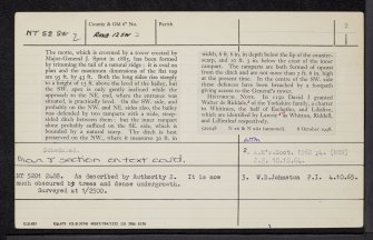 Riddell, NT52SW 2, Ordnance Survey index card, page number 2, Verso