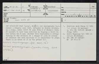 Riddell, NT52SW 7, Ordnance Survey index card, page number 1, Recto